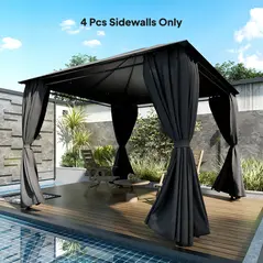Outsunny 4 Pack Replacement Gazebo Curtains Privacy Panel for Most 3 x 3 m Gazebo, Outdoor Shelter Sidewalls, Dark Grey - 2