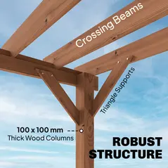 Outsunny 3.6 x 3 m Wooden Pergola Kit, Garden Pergola Gazebo Grape Trellis with Triangle Supports, Maple Wood-effect - 4
