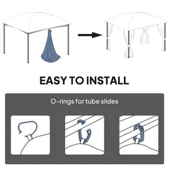 Outsunny 4 Pack Replacement Gazebo Curtains Privacy Panel for Most 3 x 3 m Gazebo, Outdoor Shelter Sidewalls, Dark Grey - 8