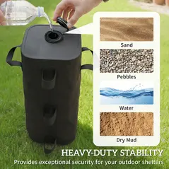 Outsunny Set of 4 Heavy Duty Gazebo Weights Bags, 500D Sand Weights with Carry Handles for Garden Marquee, Parasol, Black - 4