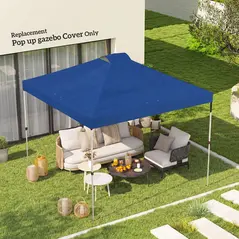 Outsunny Gazebo Roof Replacement UV50+ Waterproof Pop Up Canopy Cover with 8 Drainage Holes 3 x 3 m Blue - 2