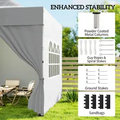 Outsunny 3 x 3 m Pop Up Gazebo with Sidewalls, UPF50+ Heavy Duty Garden Party Tent Marquee with Wheeled Carry Bag, Silver Grey - 7