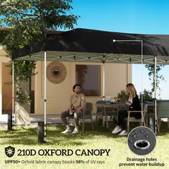 Outsunny 3 x 6 m Pop Up Canopy with UV50+ Protection Garden Gazebo with 6 Sidewalls, Black - 4