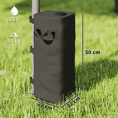 Outsunny Set of 4 Heavy Duty Gazebo Weights Bags, 500D Sand Weights with Carry Handles for Garden Marquee, Parasol, Black - 3