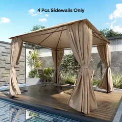 Outsunny 4 Pack Replacement Gazebo Curtains Privacy Panel for Most 3 x 3 m Gazebo, Outdoor Shelter Sidewalls, Khaki - 2