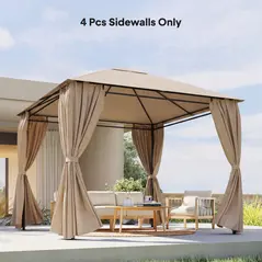 Outsunny 4 Pack Replacement Gazebo Curtains Privacy Panel for Most 3 x 3 m Gazebo, Outdoor Shelter Sidewalls, Khaki - 9