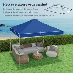 Outsunny Gazebo Roof Replacement UV50+ Waterproof Pop Up Canopy Cover with 8 Drainage Holes 3 x 3 m Blue - 3
