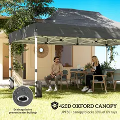 Outsunny 3 x 4.5 m Pop Up Gazebo with Mesh Nettings, UPF50+ Heavy Duty Outdoor Garden Party Tent Marquee, Dark Grey - 5