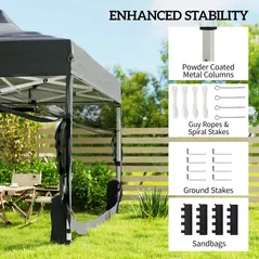 Outsunny 3 x 4.5 m Pop Up Gazebo with Mesh Nettings, UPF50+ Heavy Duty Outdoor Garden Party Tent Marquee, Dark Grey - 7