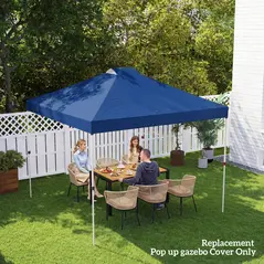 Outsunny Gazebo Roof Replacement UV50+ Waterproof Pop Up Canopy Cover with 8 Drainage Holes 3 x 3 m Blue - 9