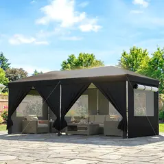 Outsunny 3 x 6 m Pop Up Canopy with UV50+ Protection Garden Gazebo with 6 Sidewalls, Black - 2