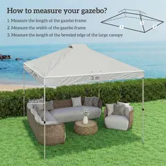 Outsunny Gazebo Roof Replacement UV50+ Waterproof Pop Up Canopy Cover with 8 Drainage Holes 3 x 3 m White - 3