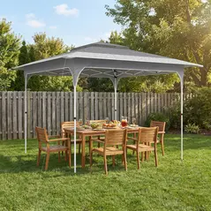 Outsunny 3.5 x 3.5 m Pop Up Gazebo with One-Push Setup, UPF50+ Double Tier Garden Party Tent Marquee with Carry Bag, Dark Grey - 2