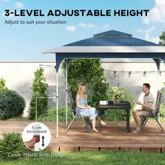 Outsunny 3.5 x 3.5 m Pop Up Gazebo with One-Push Setup, UPF50+ Double Tier Garden Party Tent Marquee with Carry Bag, Blue - 7