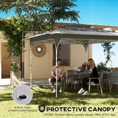 Outsunny 3.5 x 3.5 m Pop Up Gazebo with One-Push Setup, UPF50+ Double Tier Garden Party Tent Marquee with Carry Bag, Dark Grey - 4