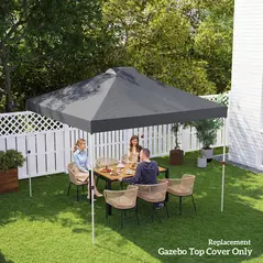 Outsunny Gazebo Roof Replacement UV50+ Waterproof Pop Up Canopy Cover with 8 Drainage Holes 3 x 3 m Dark Grey - 9