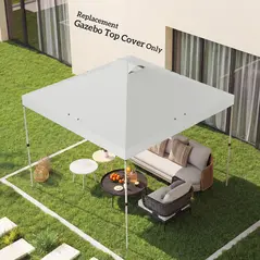 Outsunny Gazebo Roof Replacement UV50+ Waterproof Pop Up Canopy Cover with 8 Drainage Holes 3 x 3 m White - 8