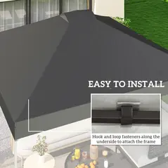 Outsunny Gazebo Roof Replacement UV50+ Waterproof Pop Up Canopy Cover with 8 Drainage Holes 3 x 3 m Dark Grey - 6