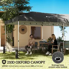 Outsunny 3 x 6 m Pop Up Canopy with UV50+ Protection Garden Gazebo with 6 Sidewalls, Dark Grey - 4