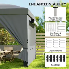 Outsunny 3 x 6 m Pop Up Canopy with UV50+ Protection Garden Gazebo with 6 Sidewalls, Dark Grey - 7