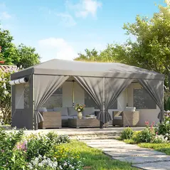 Outsunny 3 x 6 m Pop Up Canopy with UV50+ Protection Garden Gazebo with 6 Sidewalls, Dark Grey - 2