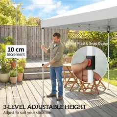 Outsunny 3 x 6 m Pop Up Canopy with UV50+ Protection Garden Gazebo with 6 Sidewalls, White - 5