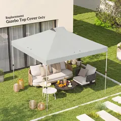 Outsunny Gazebo Roof Replacement UV50+ Waterproof Pop Up Canopy Cover with 8 Drainage Holes 3 x 3 m White - 2