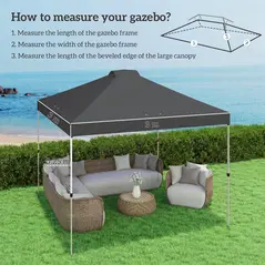 Outsunny Gazebo Roof Replacement UV50+ Waterproof Pop Up Canopy Cover with 8 Drainage Holes 3 x 3 m Dark Grey - 3
