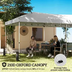 Outsunny 3 x 6 m Pop Up Canopy with UV50+ Protection Garden Gazebo with 6 Sidewalls, White - 4