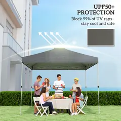 Outsunny Gazebo Roof Replacement UV50+ Waterproof Pop Up Canopy Cover with 8 Drainage Holes 3 x 3 m Dark Grey - 4