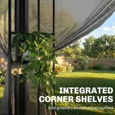 Outsunny 3 x 3.6 m Outdoor Garden Gazebo with Post Shelves, UPF50+ Patio Permanent Pavilion with Hook, Dark Grey - 5