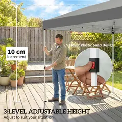 Outsunny 3 x 6 m Pop Up Canopy with UV50+ Protection Garden Gazebo with 6 Sidewalls, Dark Grey - 5