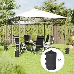Outsunny Set of 4 Gazebo Weights Sand Bags, Gazebo Water Weights Bags with Carry Handles for Garden Marquee, Parasol, Black - 2