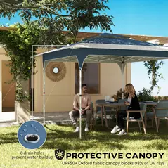Outsunny 3.5 x 3.5 m Pop Up Gazebo with One-Push Setup, UPF50+ Double Tier Garden Party Tent Marquee with Carry Bag, Blue - 4