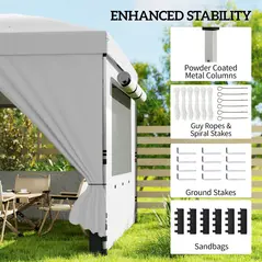 Outsunny 3 x 6 m Pop Up Canopy with UV50+ Protection Garden Gazebo with 6 Sidewalls, White - 7