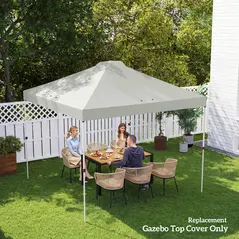 Outsunny Gazebo Roof Replacement UV50+ Waterproof Pop Up Canopy Cover with 8 Drainage Holes 3 x 3 m White - 9