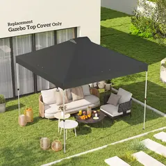 Outsunny Gazebo Roof Replacement UV50+ Waterproof Pop Up Canopy Cover with 8 Drainage Holes 3 x 3 m Dark Grey - 2