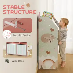 AIYAPLAY Kids Bookshelf with Storage, Toy Storage Unit with Book Display, Shelves and Fabric Drawers for Playroom Nursery, Pink - 6