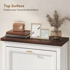 HOMCOM Shoe Cabinet with 2 Flip Drawers, Farmhouse Narrow Shoe Storage Cabinet with Adjustable Shelves, White - 7