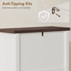 HOMCOM Shoe Cabinet with 2 Flip Drawers, Farmhouse Narrow Shoe Storage Cabinet with Adjustable Shelves, White - 9