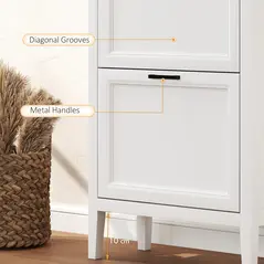 HOMCOM Shoe Cabinet with 2 Flip Drawers, Farmhouse Narrow Shoe Storage Cabinet with Adjustable Shelves, White - 8
