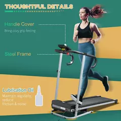 HOMCOM Folding Treadmill with Incline, Walking Pad Treadmill for Home, 1-10km/h Under Desk Running Machine with LCD Display and Wheels, No Assembly, Grey - 6