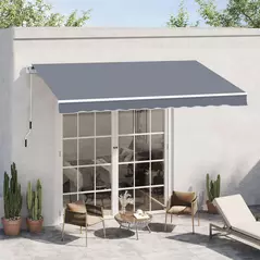Outsunny Manual Retractable Awning, size (4m x3m)-Grey - 2