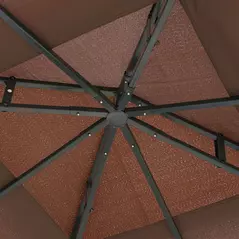 Outsunny 3 x 3(m) Patio Gazebo Canopy Garden Pavilion Tent Shelter with 2 Tier Roof and Mosquito Netting, Steel Frame, Coffee - 8