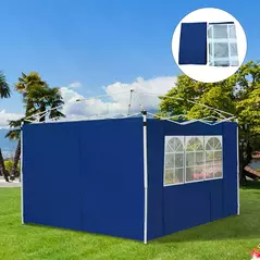 Outsunny 3 Meters Gazebo Replaceable Exchangeable Side Panel Wall Panels Walls With Window, Blue - 9