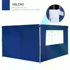 Outsunny 3 Meters Gazebo Replaceable Exchangeable Side Panel Wall Panels Walls With Window, Blue - 5