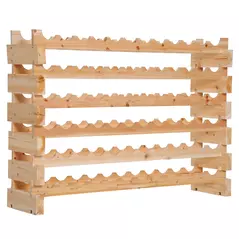 HOMCOM Six-Tier, 72 Bottle Wooden Wine Rack - Natural - 1