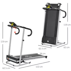 HOMCOM Folding Treadmill with Incline, Walking Pad Treadmill for Home, 1-10km/h Under Desk Running Machine with LCD Display and Wheels, No Assembly, Grey - 3