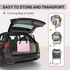 PawHut Portable Cat Dog Playpen Pet Puppy Rabbit Guinea Pig Pen Run Dia 90 x 41H cm Indoor & Outdoor Pink - 6