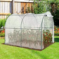 Outsunny Walk-in Polytunnel Greenhouse with Roll-up Door Transparent Tunnel Greenhouse with Steel Frame and PVC Cover, 2.5 x 2m - 2